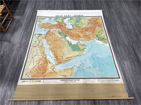 VINTAGE NEAR EAST - ARABIA SCHOOL MAP 80”x65”