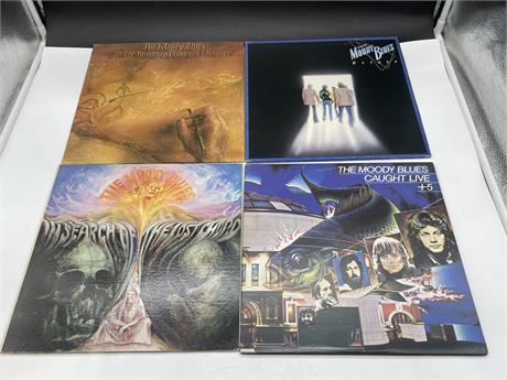 4 MOODY BLUES RECORDS - EXCELLENT (E)