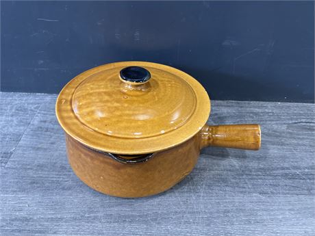 MCM POTTERY BEAN POT W/ LID - MADE IN FRANCE - 9” DIAMETER