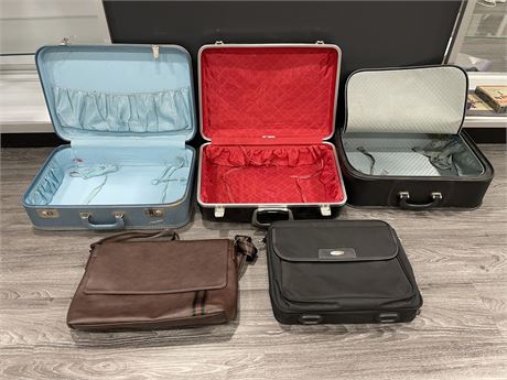 VINTAGE LUGGAGE AND 2 NEW BAGS