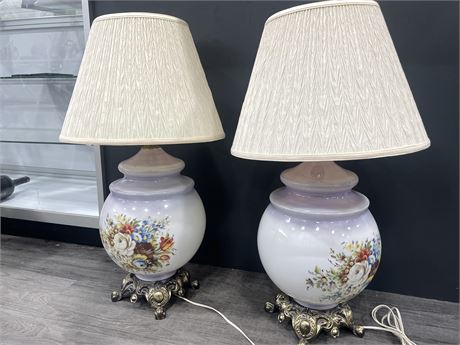 2 LARGE MCM GLASS BULB TABLE LAMPS 31”