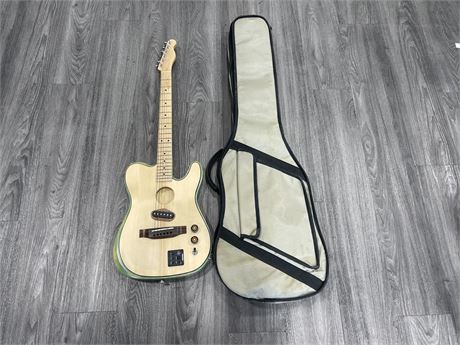 CUSTOM ELECTRIC ACOUSTIC GUITAR (NEVER USED) IN CASE