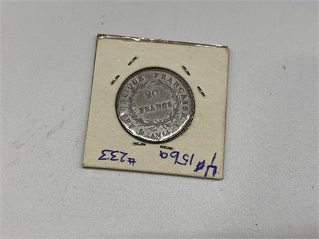 1806 FRENCH REPUBLIC NAPOLEON 20 CENT COIN