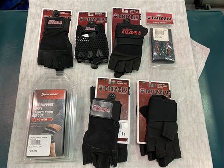 ASSORTMENT OF NEW LIFTING GLOVES/STRAPS