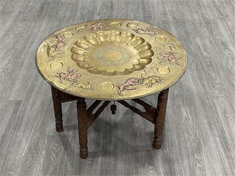 VINTAGE MOROCCAN BRASS TABLE (30”X19”)