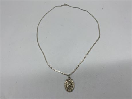 STERLING ST CHRISTOPHER NECKLACE & PENDANT (18”)