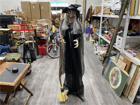 LARGE ANIMATED STANDING WITCH - 64” TALL