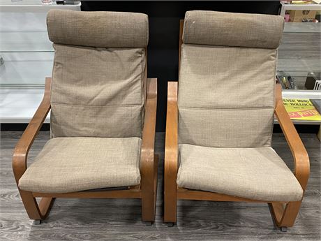 2 WOOD / CUSHIONED CHAIRS