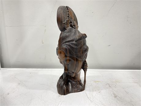 DECORATIVE FEMALE WOOD CARVING (12” tall)