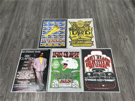 5 ROCK POSTERS - APPROX 11”x17”