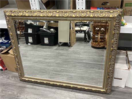 LARGE HEAVY FRAMED BEVELLED MIRROR (47”x38”)