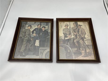 2 FRAMED CANADIAN ARMY PICTURES (10x13”)