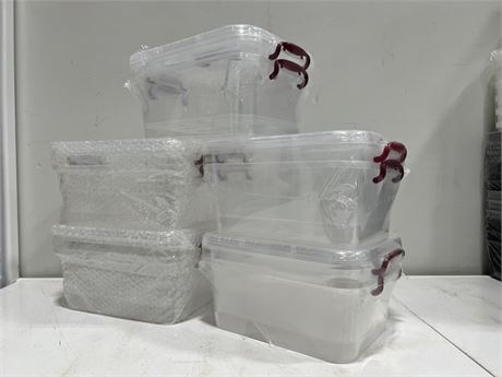 10 NEW SMALL LIDDED TOTES - 12”x6”x8”