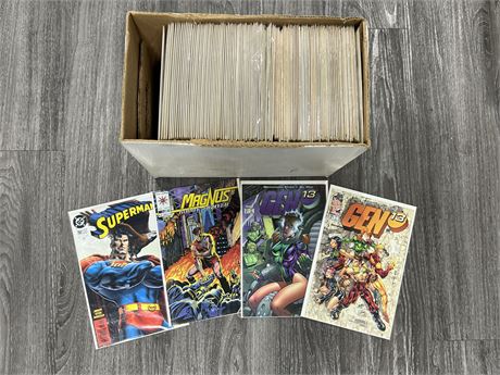BOX OF MIXED BACK ISSUE COMICS - BAGGED & BOARDED