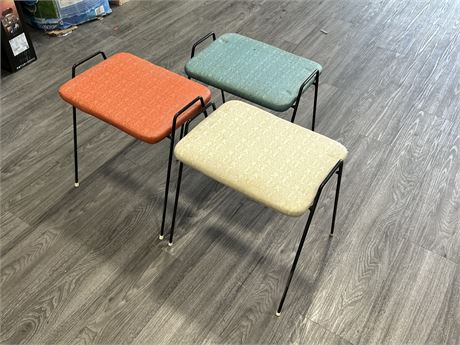 MCM COLOURED STACKING STOOLS - 17” TALL