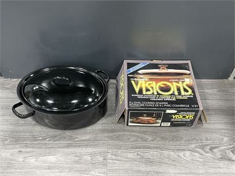NEW VISIONS 4L OVAL COVERED ROASTER + HEAVY ROASTER POT