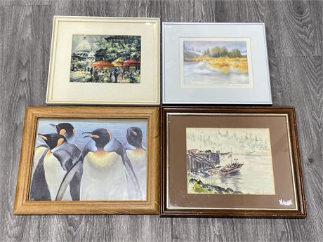 4 FRAMED PICTURE FRAMES (LARGEST IS 15.5”X12.5”)