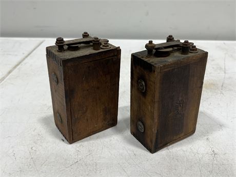 2 VINTAGE MODEL T FORD COIL BOXES (6” tall)