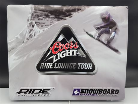 VINTAGE COORS LIGHT RIDE LOUNGE TOUR SNOW BOARDS LIGHTED SIGN (20"x17")