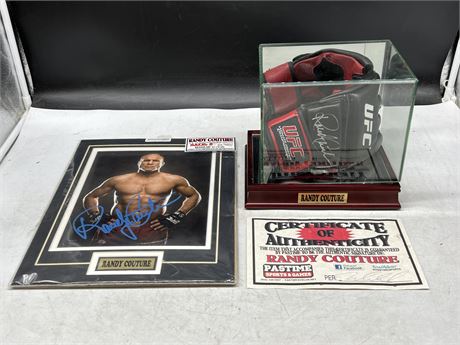 SIGNED RANDY COUTURE PICTURE & GLOVE W/COA