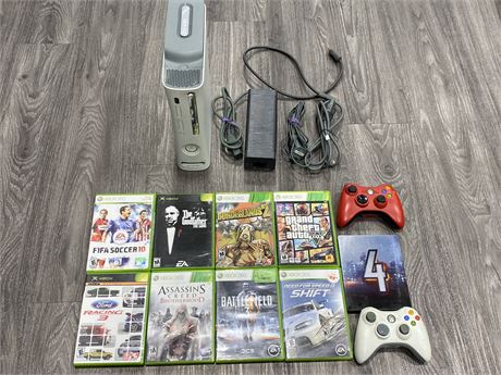 XBOX COMPLETE 360 SET W/GAMES & CONTROLLERS