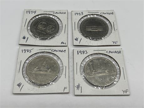 1974, 73, 85 & 83 CDN DOLLARS