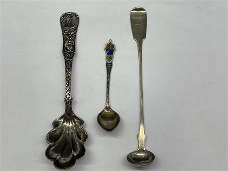 3 ANTIQUE STERLING SPOONS
