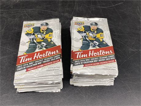31 UNOPENED UPPER DECK TIM HORTONS PACKS (3 cards per pack)