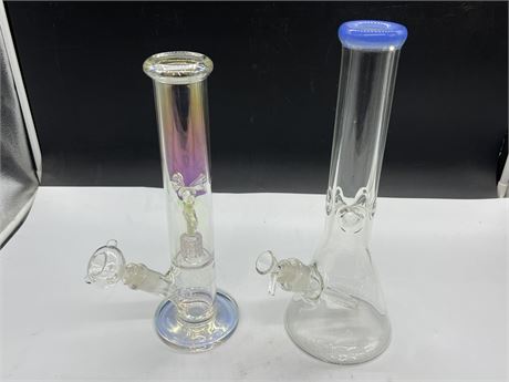 2 CLEAN GLASS BONGS (Tallest is 14.5”)
