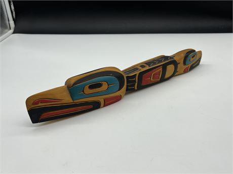 HAND CARVED / PAINTED INDIGENOUS RATTLE (16”)