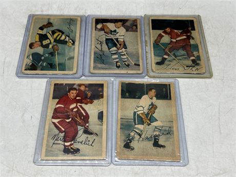 (5) 1953/54 PARKHURST NHL CARDS