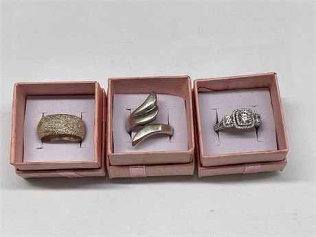 3 925 STERLING SILVER RINGS SIZES 7-8.25