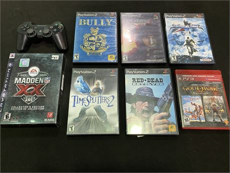 7 PS2/PS3 GAMES & PS3 CONTROLLER (Not tested)