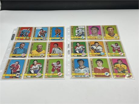 (18) 1972/73 TOPPS NHL CARDS - EXCELLENT CONDITION