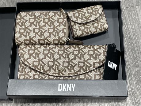 (NEW IN BOX) DKNY BRYANT 3 IN 1 BROWN PURSE BOX SET