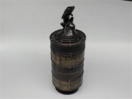 ANTIQUE CHINESE UNIQUE LIDDED BASKET (13"Tall)