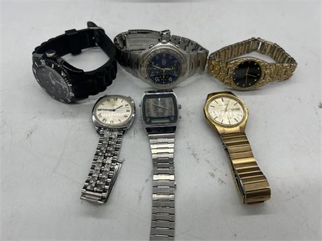6 WATCHES - SOME VINTAGE - CONDITION VARIES
