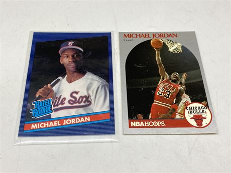 ROOKIE MICHAEL JORDAN BASEBALL CARD & 1990 NBA HOOPS CARD