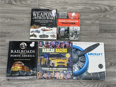 HARDCOVER BOOKS - NASCAR, TRACTOR, WEAPONS, ETC.