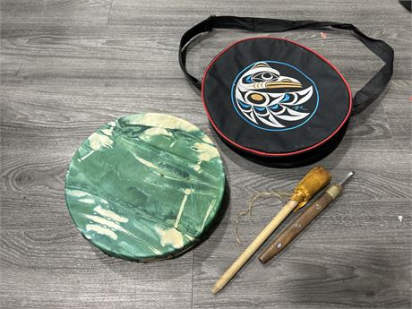 INDIGENOUS HYDE WRAPPED DRUM & CARRY CASE