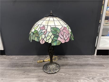 LARGE STAINED GLASS LAMP - 23” TALL
