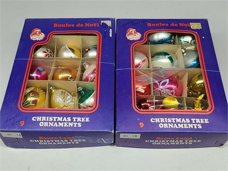 2 BOXES VINTAGE SANTA LAND CHRISTMAS TREE BULBS