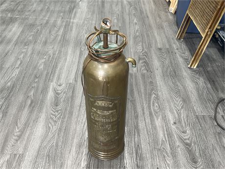 VINTAGE ARROW FIRE EXTINGUISHER - CONVERTED INTO A LAMP, UNSURE IF WORKING - 26”