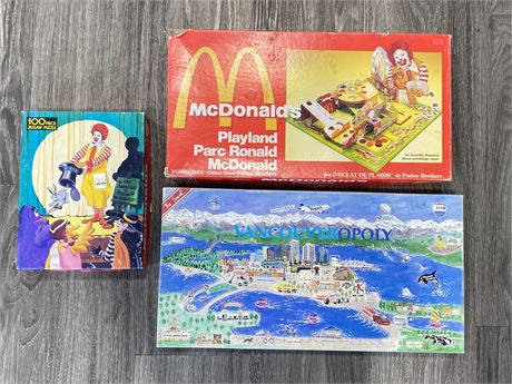 LOT OF MCDONALD’S BOARD GAME & PUZZLE + VANCOUVEROPOLY