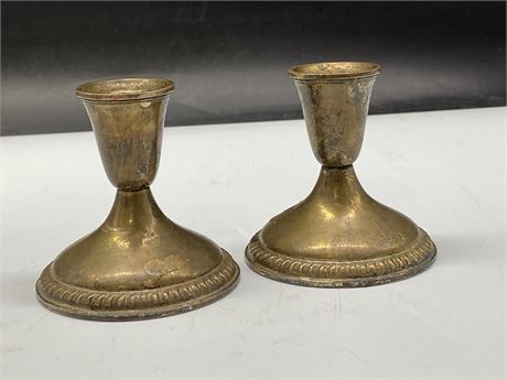 2 STERLING SILVER CANDLE HOLDERS (3”)