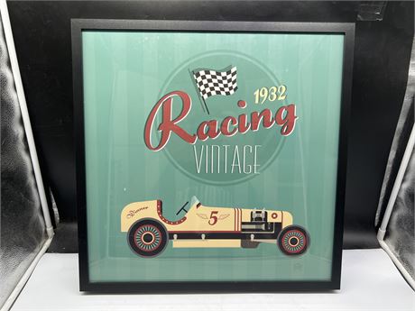 VINTAGE STYLE “VINTAGE RACING” PICTURE IN FRAME 20”x20”
