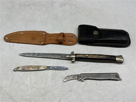 STILETTO, NET KNIFE, POCKET KNIFE w/HOLDERS