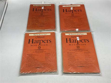 4 VINTAGE HARPERS MAGAZINES FROM 1937