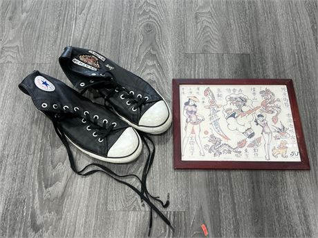 SAILOR JERRY CONVERSE SHOES & FRAMED PICTURE