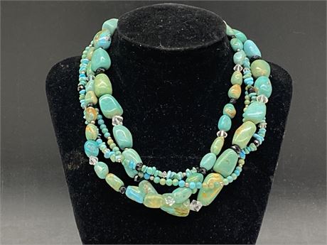 925 STERLING SILVER TURQUOISE NECKLACE (15-17”)
